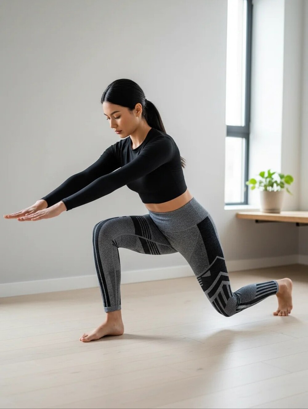 Alo Yoga 7/8 High Waist Seamless Tempo Leggings in Anthracite Heather Size M - Picture 2 of 5